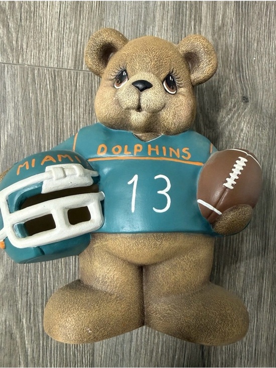 unbranded Other - Miami Dolphins Hand Painted Ceramic Bear With Football/hemlet Dan Marino NFL
#13